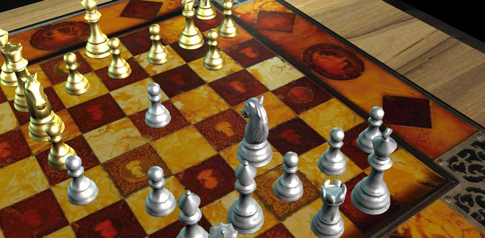A digital recreation of the King Charles amber chessboard