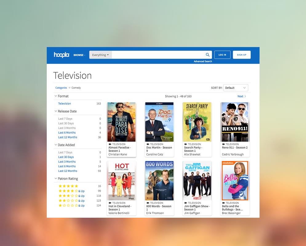 Hoopla digital library interface